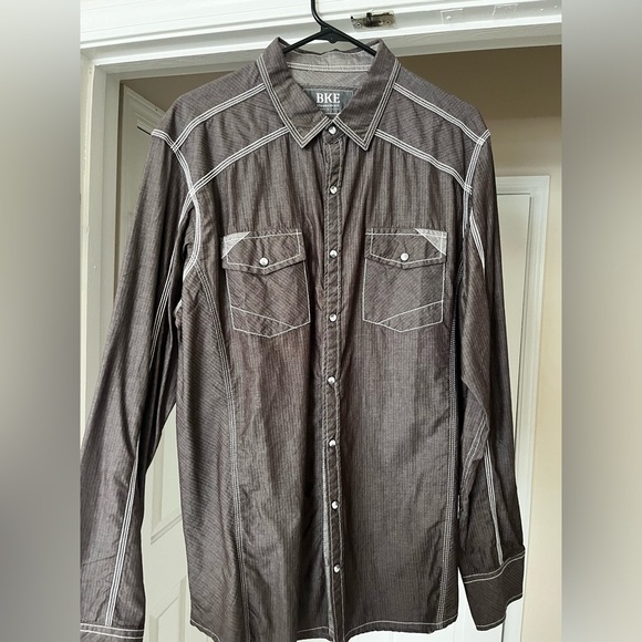 BKE Men’s snap button shirt Large - Picture 2 of 3